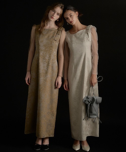 スーツ・フォーマル・ドレス shoulder ribbon jacquard dress Shoulder ribbon jacquard dress（ドレス）｜LE'RURE（リルアー）の