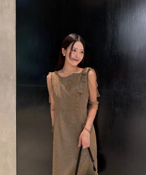 Shoulder ribbon jacquard dress（ドレス）｜LE'RURE（リルアー）の