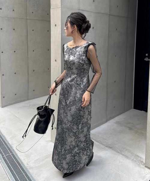 Shoulder ribbon jacquard dress（ドレス）｜LE'RURE（リルアー）の