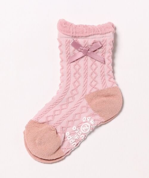 zuppa di zucca（ズッパ デ ズッカ）の「Girlクルーソックス(リボン)（ソックス/靴下・キッズ・アイボリー/ピンク・S/M/L/LL）」の2枚目の写真