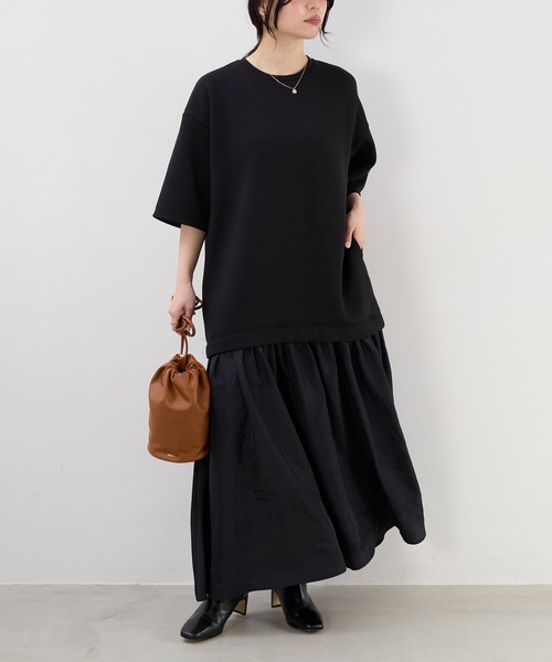 MICA&DEAL（マイカ＆ディール）の「カットドッキングワンピース（ワンピース・レディース・チャコールグレー/ブラック・FREE）」の3枚目の写真