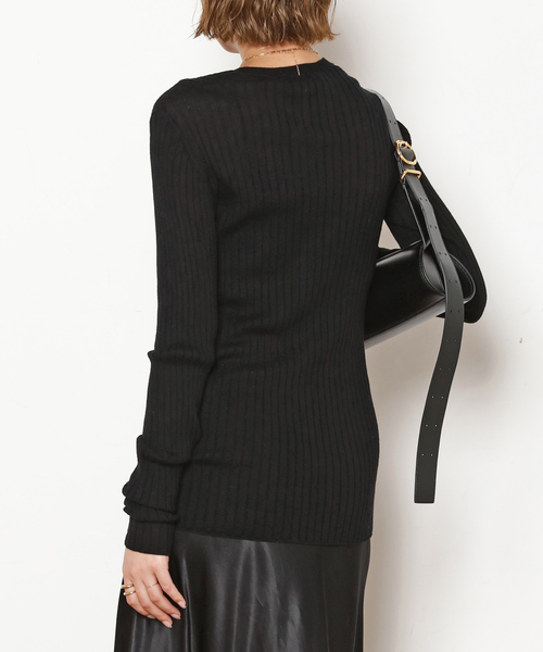 AP STUDIO(エーピーストゥディオ)の「ウールシルクワイドリブニット(ニット/セーター・レディース・チャコールグレー/ブラック/チョコ・FREE)」の11枚目の写真