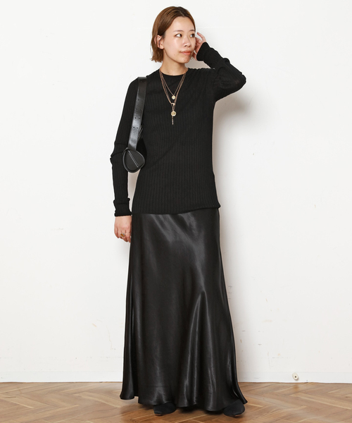 AP STUDIO(エーピーストゥディオ)の「ウールシルクワイドリブニット(ニット/セーター・レディース・チャコールグレー/ブラック/チョコ・FREE)」の12枚目の写真