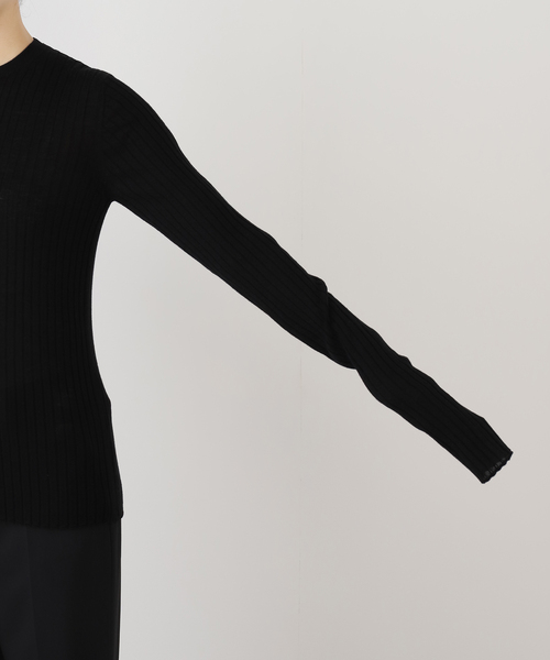 AP STUDIO(エーピーストゥディオ)の「ウールシルクワイドリブニット(ニット/セーター・レディース・チャコールグレー/ブラック/チョコ・FREE)」の19枚目の写真