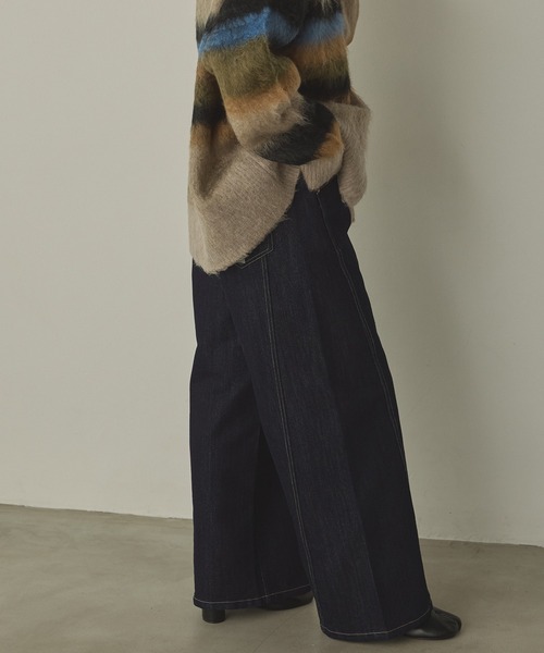 hunch（ハンチ）の「スラブデニム/ラメ ワイドデニムパンツ（デニムパンツ・レディース・ワンウォッシュ/ブラック系その他/ライトインディゴブルー・FREE）」の10枚目の写真