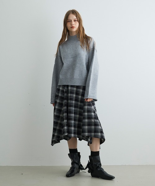 Mirette(ミレット)の「アシンメトリーヘムチェックミディスカート / Asymmetry Hem Check Midi Skirt(スカート・レディース・ブラック/ブラウン・MEDIUM/SMALL)」の10枚目の写真