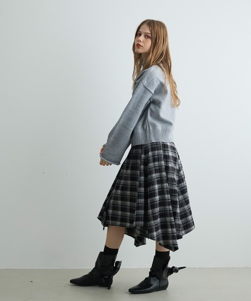 Mirette(ミレット)の「アシンメトリーヘムチェックミディスカート / Asymmetry Hem Check Midi Skirt(スカート・レディース・ブラック/ブラウン・MEDIUM/SMALL)」の15枚目の写真