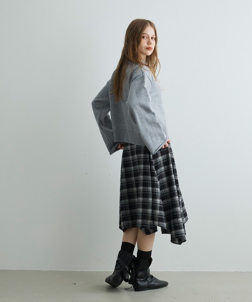 Mirette(ミレット)の「アシンメトリーヘムチェックミディスカート / Asymmetry Hem Check Midi Skirt(スカート・レディース・ブラック/ブラウン・MEDIUM/SMALL)」の16枚目の写真