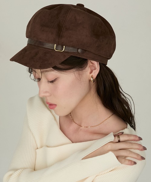 Cherir Mignon（シェリルミニョン）の「【Cherir Mignon】ベルトデザインキャスケット（キャスケット・レディース・ブラウン/ブラック/ベージュ・FREE）」の2枚目の写真