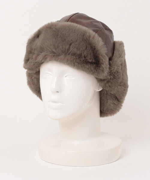 Revo.（レボ）の「ヴィンテージ 合皮レザー ミリタリー フライトキャップ 耳当て付き 2way（キャップ・レディース・ブラック/カーキ/ブラウン・FREE）」の2枚目の写真