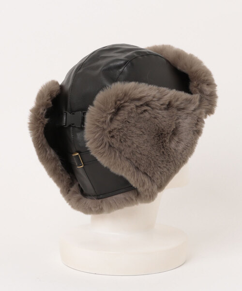 Revo.（レボ）の「ヴィンテージ 合皮レザー ミリタリー フライトキャップ 耳当て付き 2way（キャップ・レディース・ブラック/カーキ/ブラウン・FREE）」の4枚目の写真