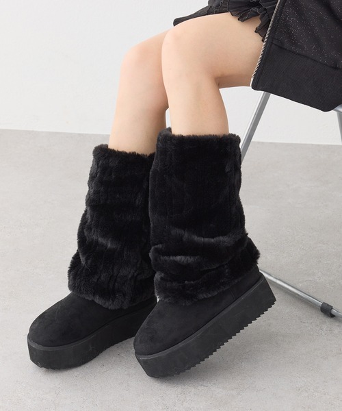 セール】【新色ブラック】2wayフェイクムートンロングブーツ