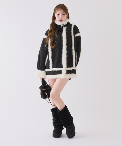 新色ブラック】2wayフェイクムートンロングブーツ（ブーツ）｜one