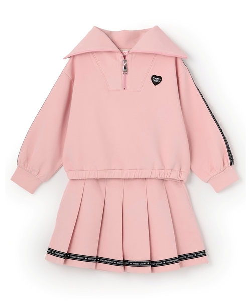 メゾピアノセーラーハーフZIP　ロゴラインスカパン　セット140 セーラーハーフZIP ロゴラインスカパン セット（セットアップ）｜mezzo