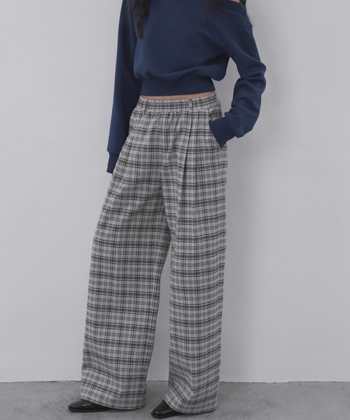 EIGHTHMONTH(エイスマンス)の「リラックスチェックパンツ EM25a086【EIGHTHMONTH】(その他パンツ・レディース・グレー・S/M/L)」の1枚目の写真