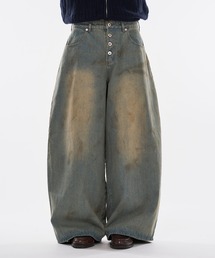 Wish for ever ウィッシュフォーエバー　デニム セール】2WAY VINTAGE LIKE DAMAGE DOUBLE KNEE DENIM PANTS/2way