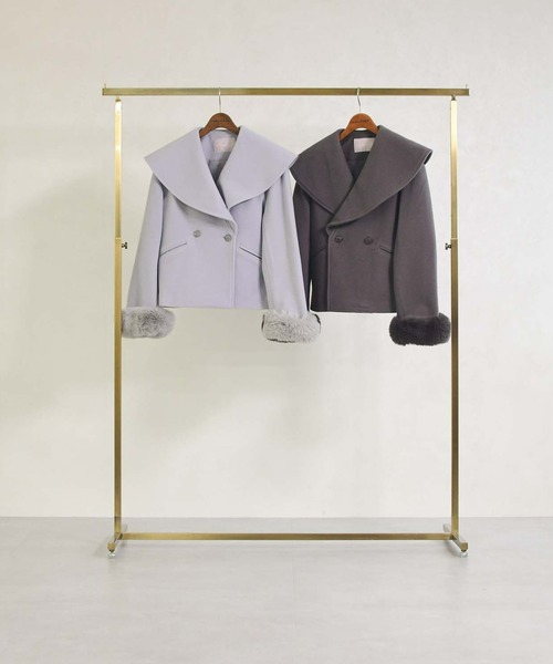 31 Sons de mode(トランテアン ソン ドゥ モード)の「2025秋冬新作 ビッグカラーショートコート(その他アウター・レディース・チャコールグレー/ブルー/グレイッシュベージュ・S/M)」の22枚目の写真