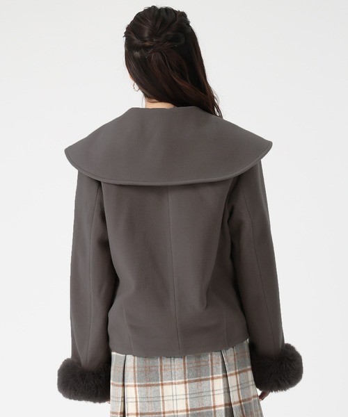 31 Sons de mode(トランテアン ソン ドゥ モード)の「2025秋冬新作 ビッグカラーショートコート(その他アウター・レディース・チャコールグレー/ブルー/グレイッシュベージュ・S/M)」の14枚目の写真