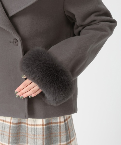 31 Sons de mode(トランテアン ソン ドゥ モード)の「2025秋冬新作 ビッグカラーショートコート(その他アウター・レディース・チャコールグレー/ブルー/グレイッシュベージュ・S/M)」の19枚目の写真