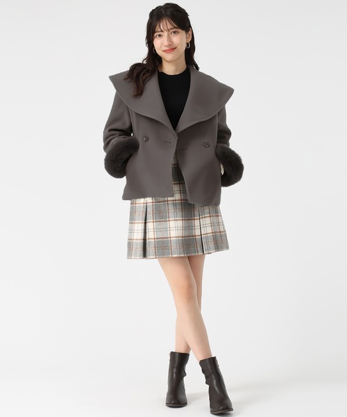 31 Sons de mode(トランテアン ソン ドゥ モード)の「2025秋冬新作 ビッグカラーショートコート(その他アウター・レディース・チャコールグレー/ブルー/グレイッシュベージュ・S/M)」の11枚目の写真