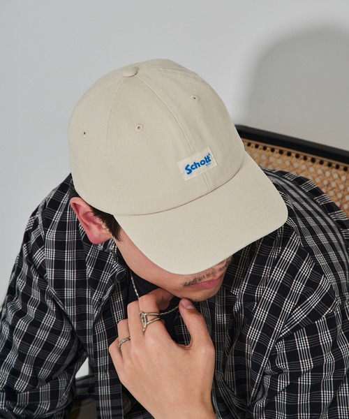 schott(ショット)の「【SCHOTT】ショット WASHED 6P CAP ユーズド加工 ロゴプレートキャップ ユニセックス SC155 CBS(キャップ・メンズ・ベージュ/ブラック/アイボリー・FREE)」の2枚目の写真