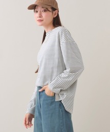 サイドスリット プルオーバー ボーダーロングスリーブ Tシャツ