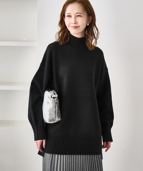 セール】【WEB限定】サイドスリットニットプルオーバー/イージーケア