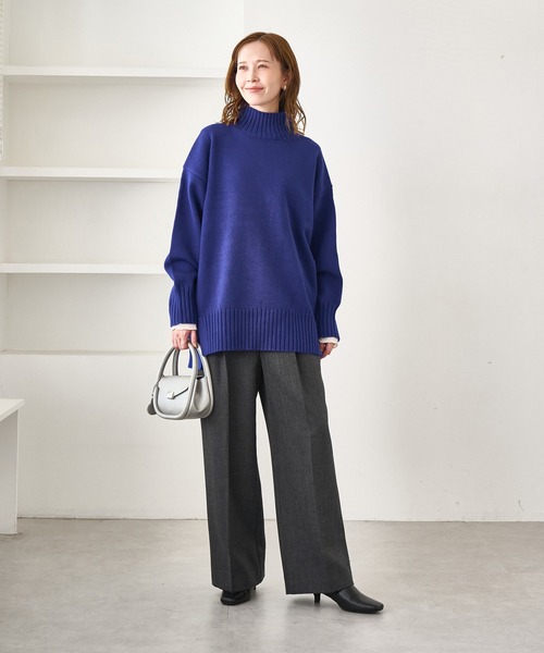 WEB限定】サイドスリットニットプルオーバー/イージーケア（ニット