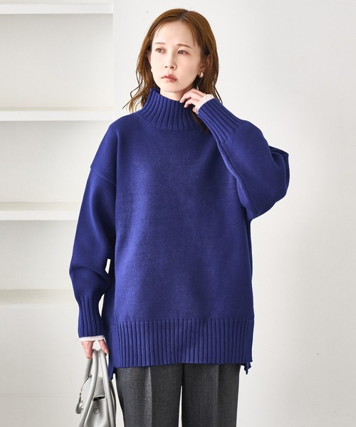 WEB限定】サイドスリットニットプルオーバー/イージーケア（ニット