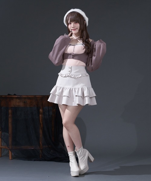 ハシゴレースアンサンブルニット ハシゴレースアンサンブルニット（カーディガン/ボレロ）｜Pal elfy