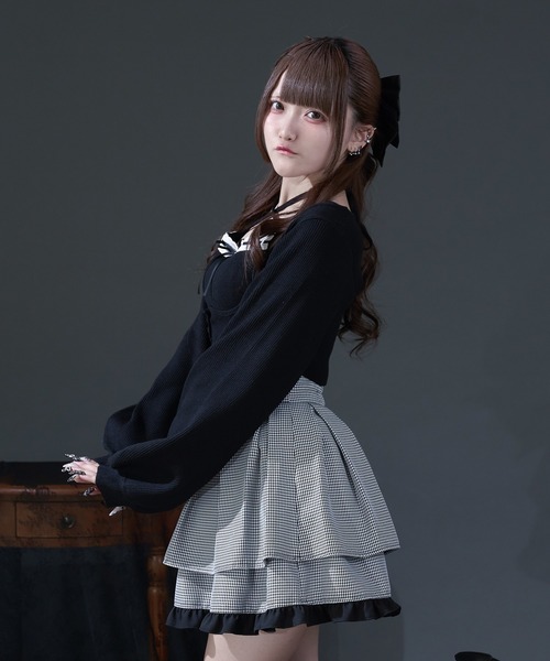 ハシゴレースアンサンブルニット（カーディガン/ボレロ）｜Pal elfy