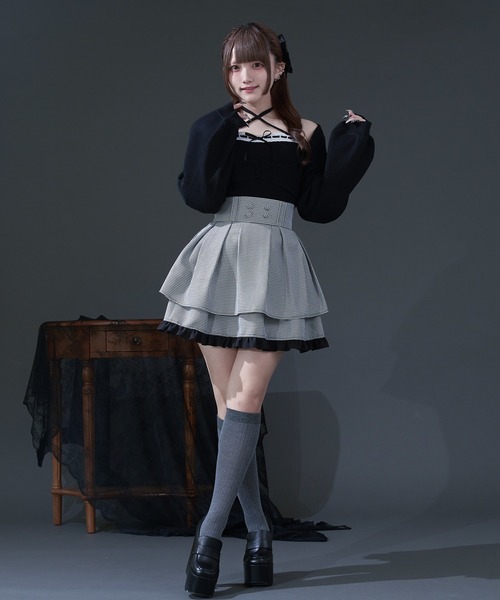 ハシゴレースアンサンブルニット（カーディガン/ボレロ）｜Pal elfy