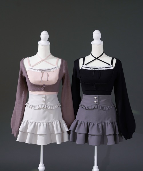 ハシゴレースアンサンブルニット ハシゴレースアンサンブルニット（カーディガン/ボレロ）｜Pal