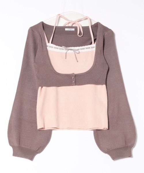 ハシゴレースアンサンブルニット（カーディガン/ボレロ）｜Pal elfy