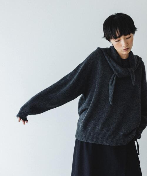 かぐれ（カグレ）の「ヤクウールフードマフラー（マフラー・レディース・モカ/チャコールグレー・FREE）」の16枚目の写真