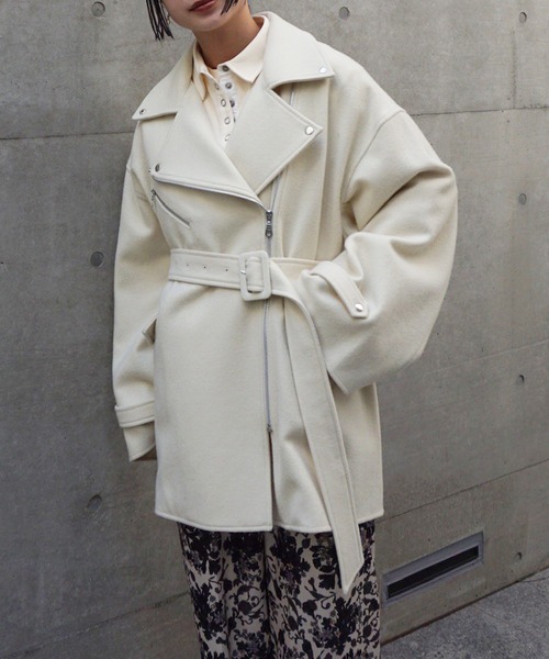 Ameri（アメリ）の「WOOL RIDERS COAT（ピーコート・レディース・アイボリー/ブラック・FREE）」の1枚目の写真