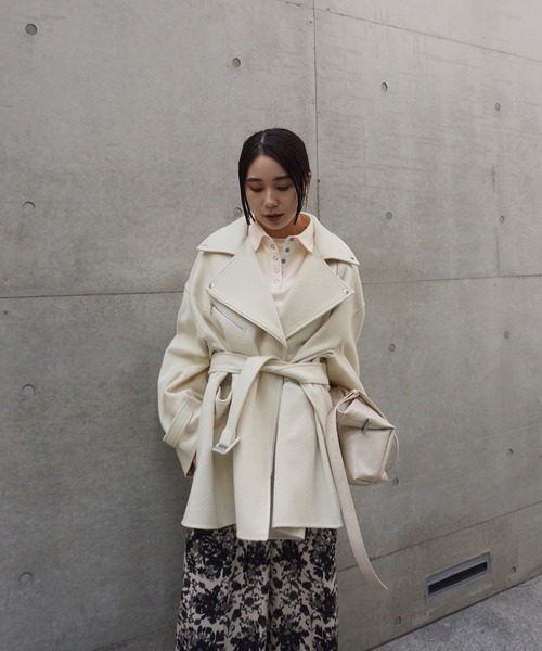 Ameri（アメリ）の「WOOL RIDERS COAT（ピーコート・レディース・アイボリー/ブラック・FREE）」の3枚目の写真