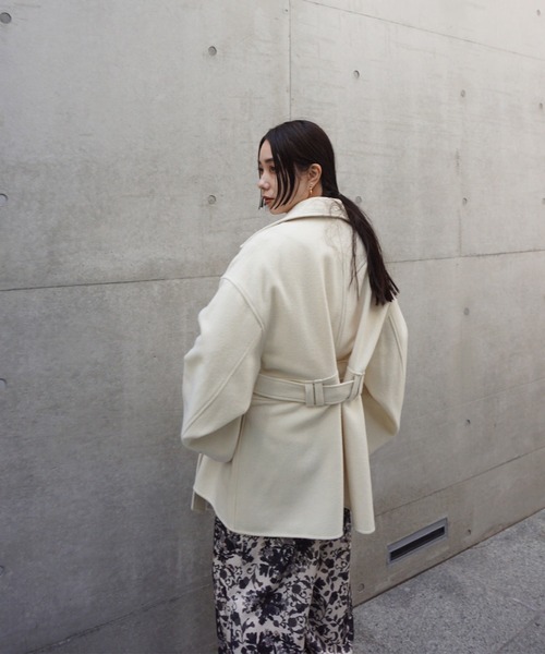 Ameri（アメリ）の「WOOL RIDERS COAT（ピーコート・レディース・アイボリー/ブラック・FREE）」の6枚目の写真