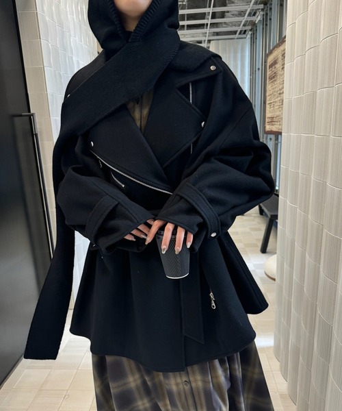 Ameri（アメリ）の「WOOL RIDERS COAT（ピーコート・レディース・アイボリー/ブラック・FREE）」の8枚目の写真