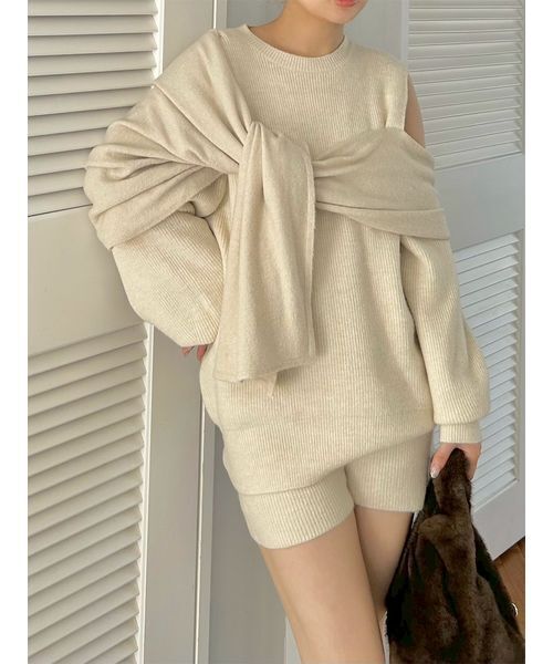 SNIDEL（スナイデル）の「ディフォメーションニットプルオーバー（ニット/セーター・レディース・アイボリー/グレー/レッド・F）」の2枚目の写真