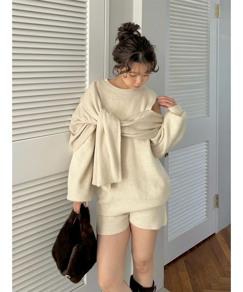 SNIDEL（スナイデル）の「ディフォメーションニットプルオーバー（ニット/セーター・レディース・アイボリー/グレー/レッド・F）」の9枚目の写真