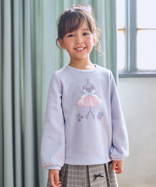 ANY(エニィ)の「ドレスモチーフ 裏シャギー トレーナー(スウェット・キッズ・アイボリー系/サックスブルー系/ネイビー系・100/120/110/130)」の3枚目の写真