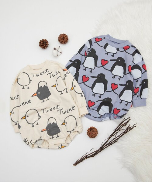 BREEZE(ブリーズ)の「FUN!FAN!アニマル 総柄ボディオール(ロンパース・キッズ・アイボリー/ブルー・70/80)」の7枚目の写真