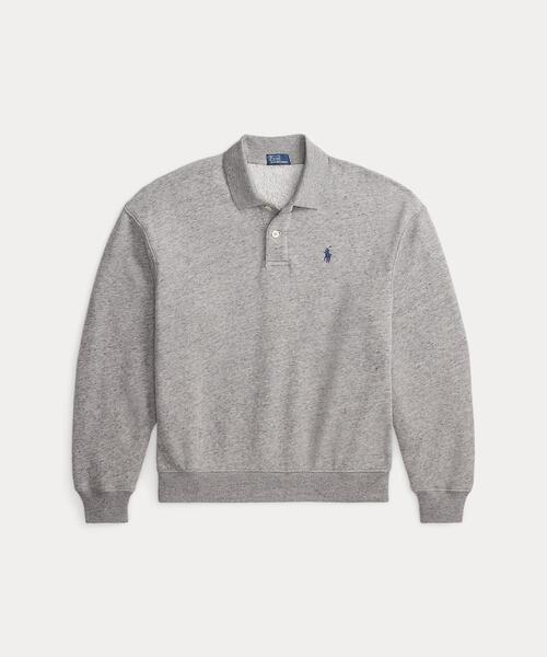POLO RALPH LAUREN（ポロ ラルフ ローレン）の「ライトウェイト フリース ロングスリーブ ポロ（ポロシャツ・レディース・グレー系・L/M/S/XL/XS）」の2枚目の写真