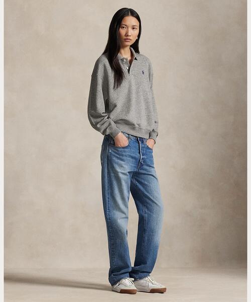 POLO RALPH LAUREN（ポロ ラルフ ローレン）の「ライトウェイト フリース ロングスリーブ ポロ（ポロシャツ・レディース・グレー系・L/M/S/XL/XS）」の3枚目の写真