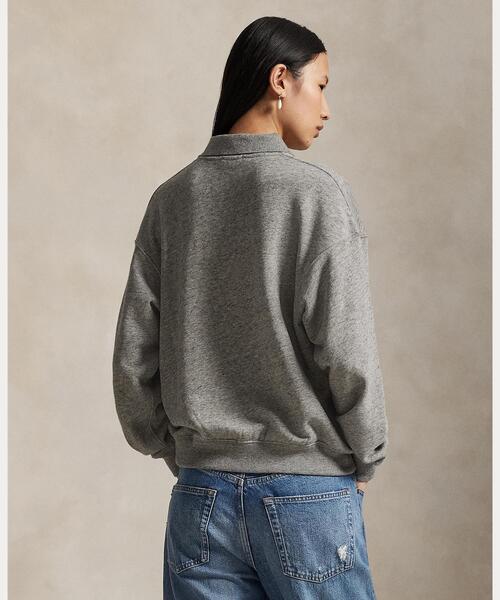 POLO RALPH LAUREN（ポロ ラルフ ローレン）の「ライトウェイト フリース ロングスリーブ ポロ（ポロシャツ・レディース・グレー系・L/M/S/XL/XS）」の4枚目の写真