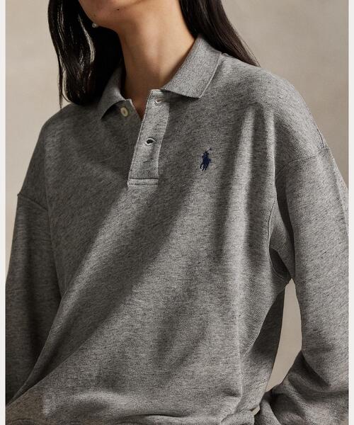 POLO RALPH LAUREN（ポロ ラルフ ローレン）の「ライトウェイト フリース ロングスリーブ ポロ（ポロシャツ・レディース・グレー系・L/M/S/XL/XS）」の5枚目の写真