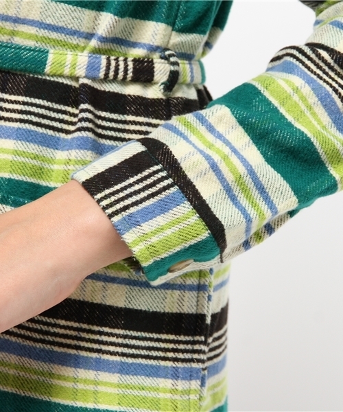 Denime(ドゥニーム)の「チェックヘビネルガウン(その他アウター・レディース・オレンジ/グリーン/レッド・FREE)」の12枚目の写真