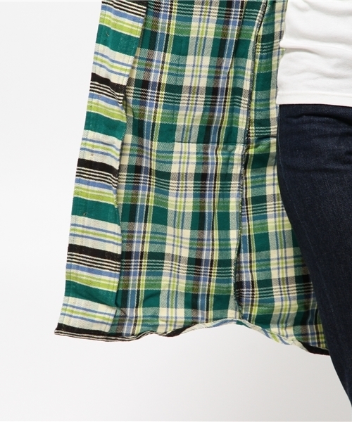 Denime(ドゥニーム)の「チェックヘビネルガウン(その他アウター・レディース・オレンジ/グリーン/レッド・FREE)」の8枚目の写真