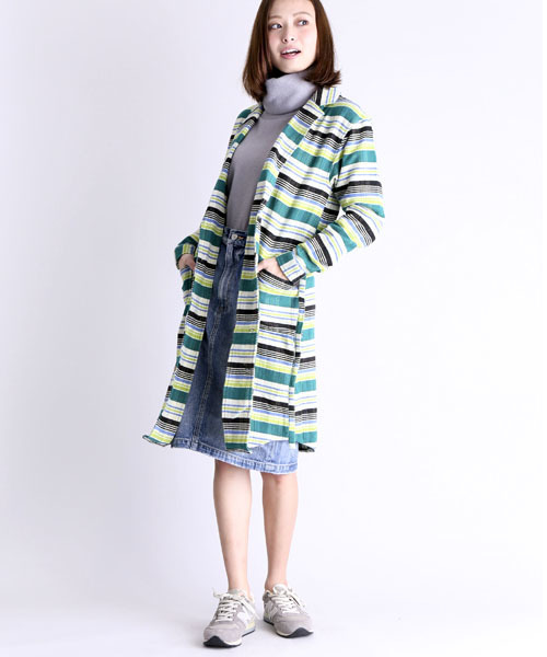 Denime(ドゥニーム)の「チェックヘビネルガウン(その他アウター・レディース・オレンジ/グリーン/レッド・FREE)」の16枚目の写真